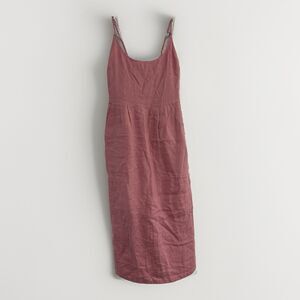 Quince Dress Size XS Linen Scoop Neck Midi Pink Mauve Spaghetti Straps